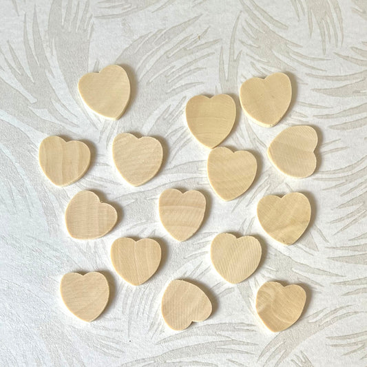 Wood Hearts 1 Inch Set of 15