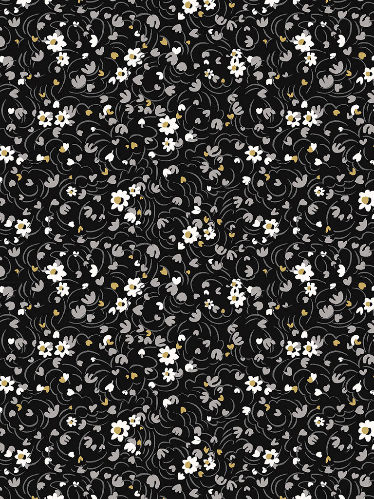 Lottie Swirl Black White - Liberty of London Cotton Tana Lawn - Half Yard