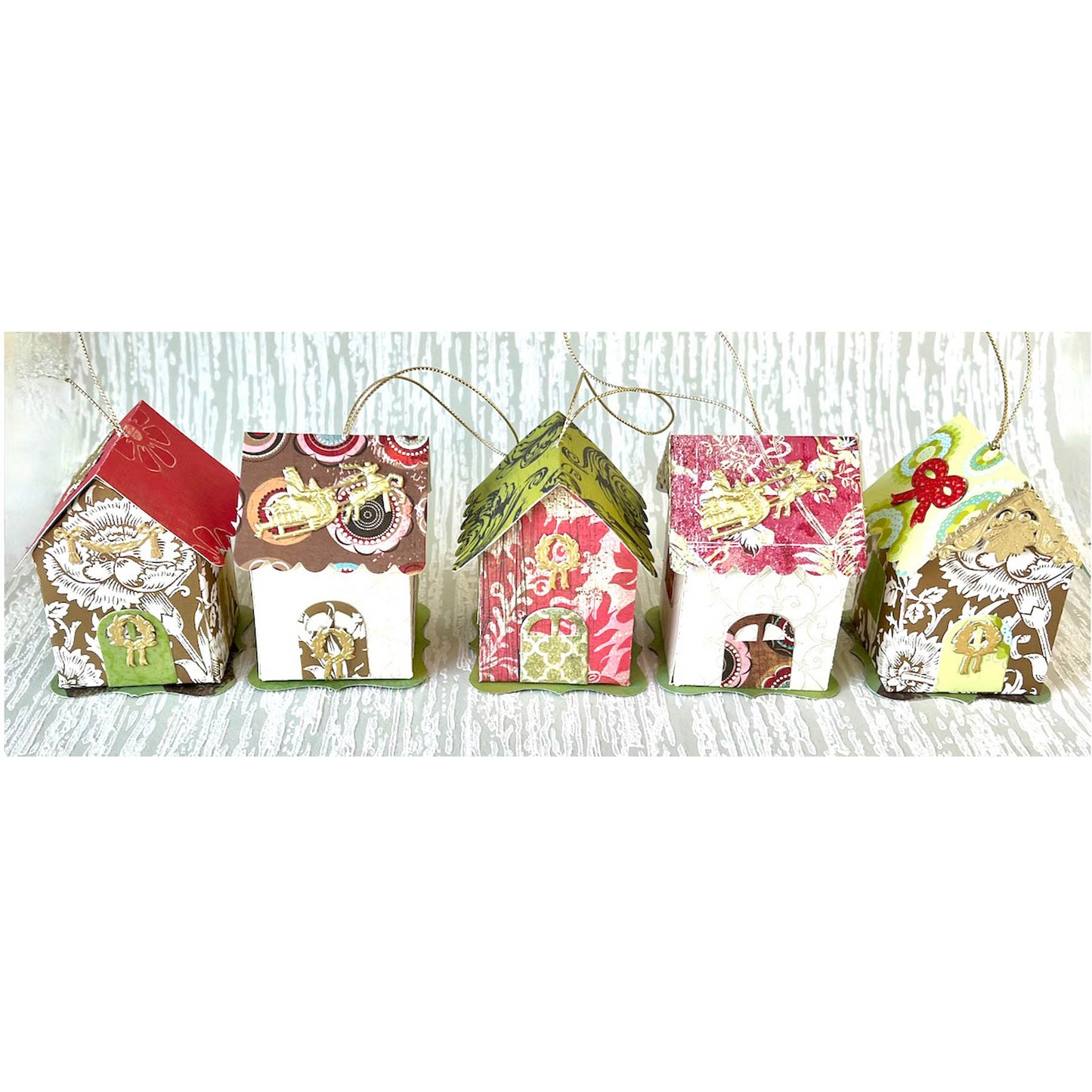 5 Mini Holiday House Ornaments - Kit