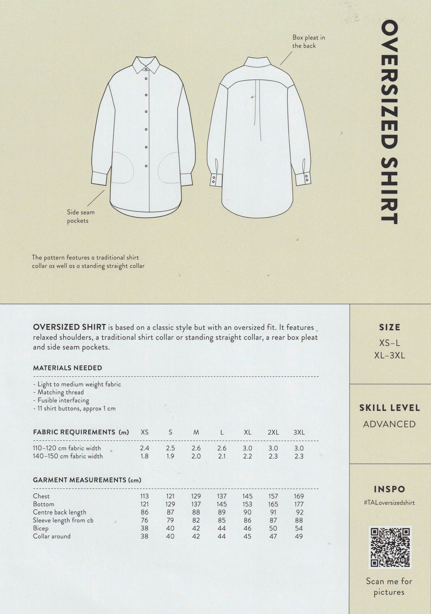 Oversized Shirt Pattern by The Assembly Line