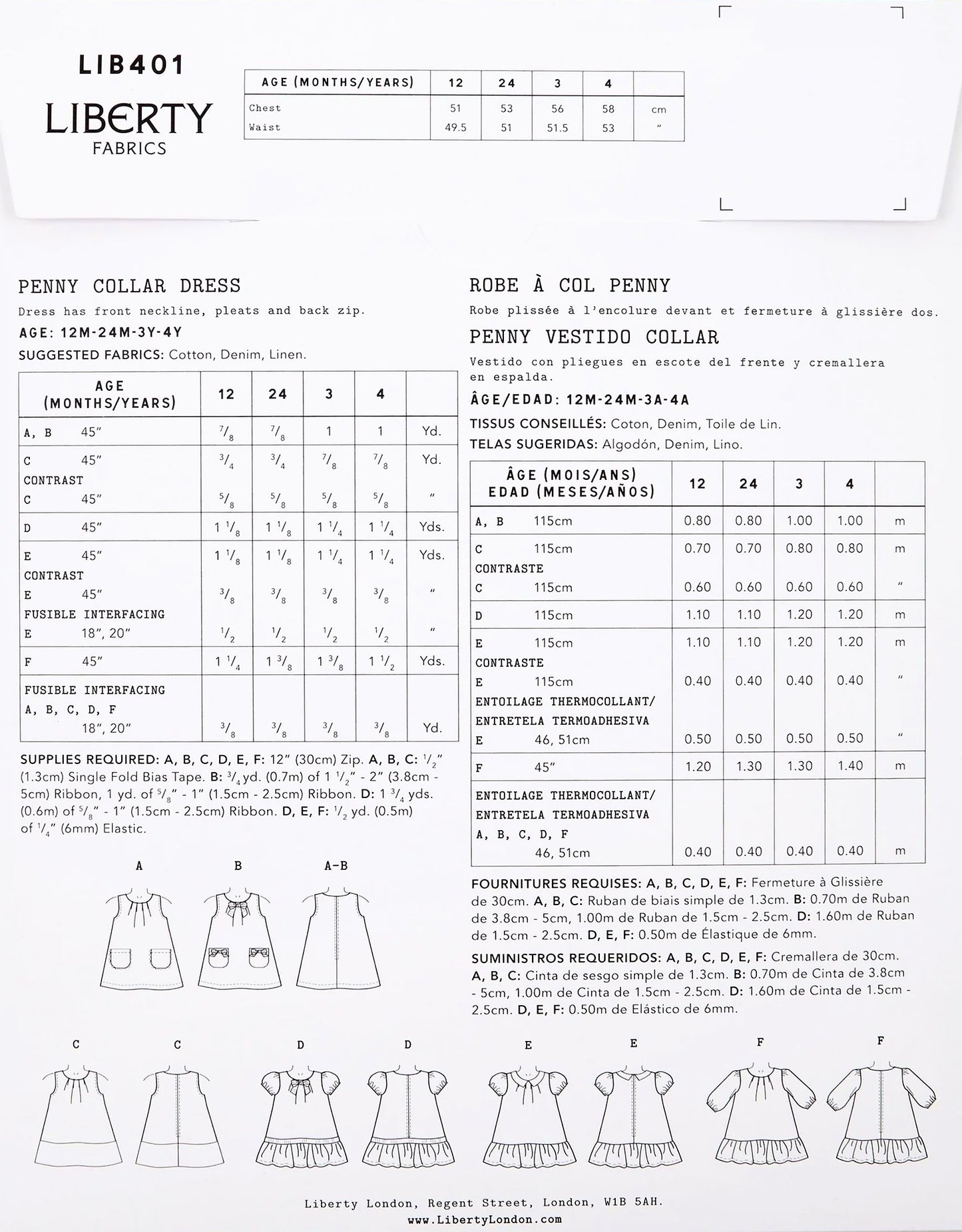 Penny Collar Dress for Children - by Liberty of London