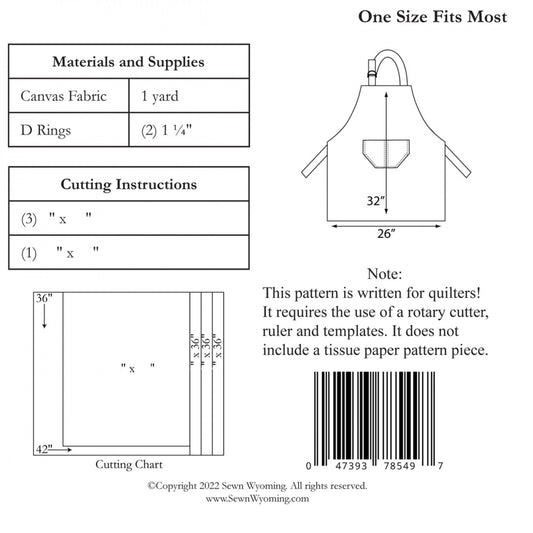 One Yard Apron  Pattern