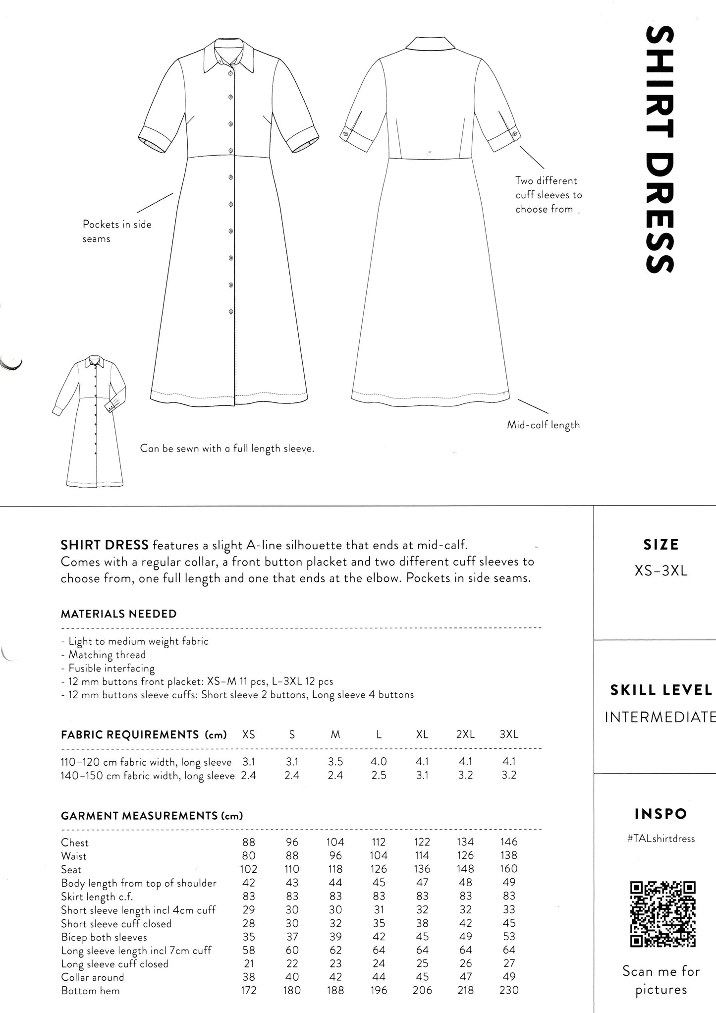 Shirt Dress Pattern by The Assembly Line