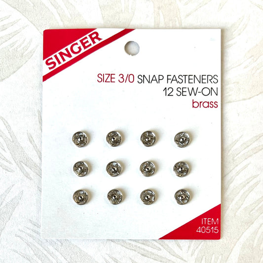 Brass Sew On Snap Fasteners - Singer - Multiple Sizes