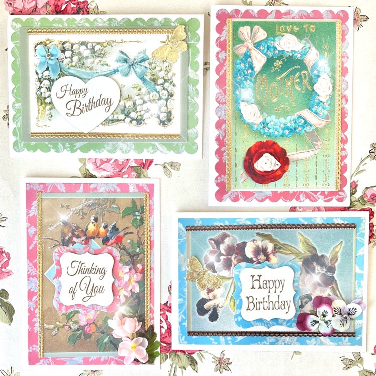 Vintage Flowers - 16 Card Kit