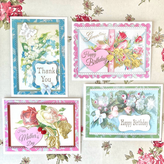Vintage Flowers - 16 Card Kit