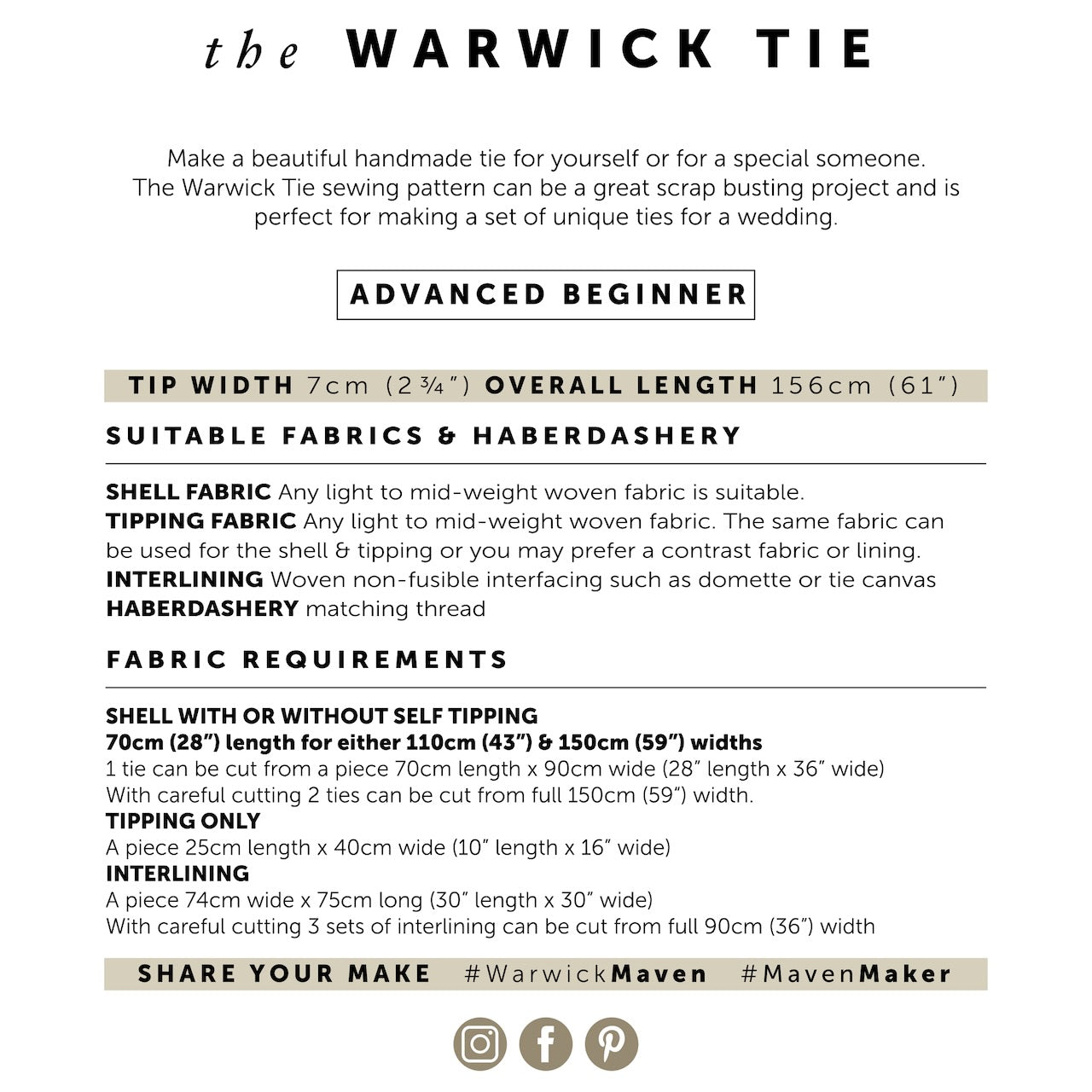 the Warwick Tie - Maven Patterns