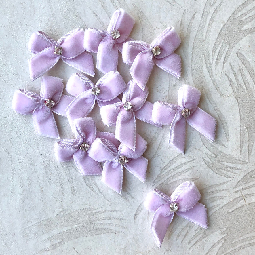 Vintage Velvet Mini Rhinestone Bows - Multiple Colors