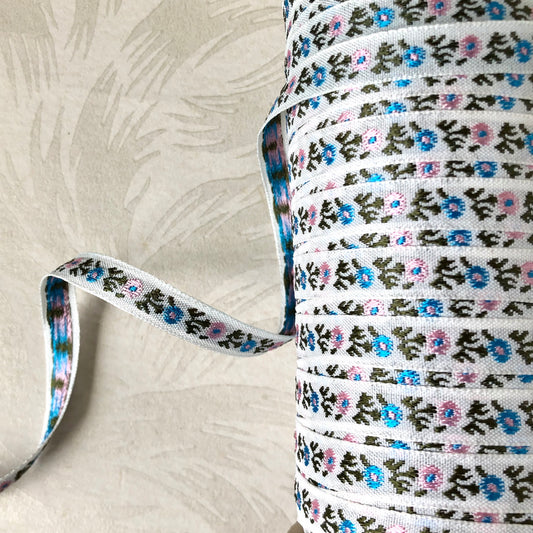 Narrow Embroidered Floral Ribbon Trim - Vintage - Multiple Colorways
