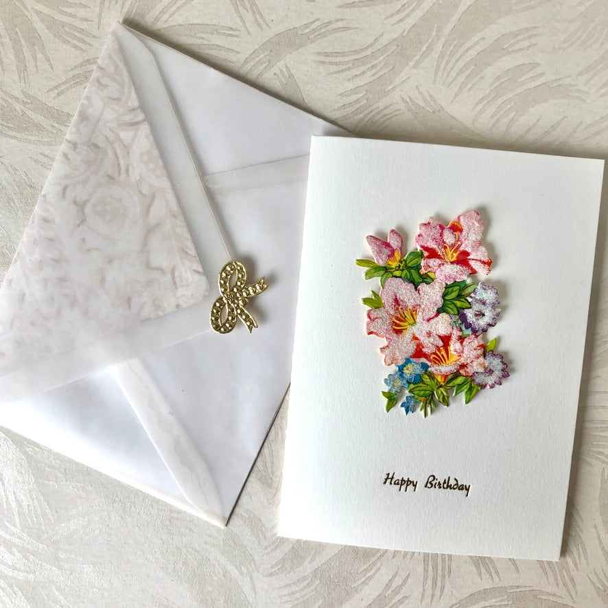 Sugared Floral Bouquet Card - Hand Made
