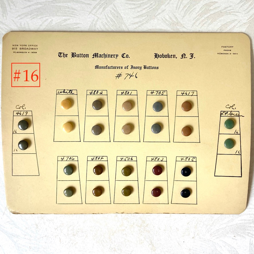 Button Salesman Sample Cards - The Button Machinery Co.