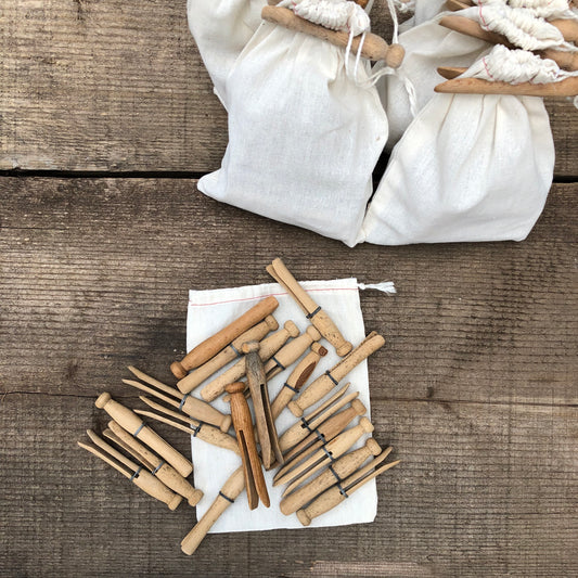 Sack of Vintage Clothes Pins
