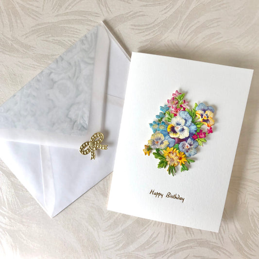 Sugared Floral Bouquet Card - Hand Made