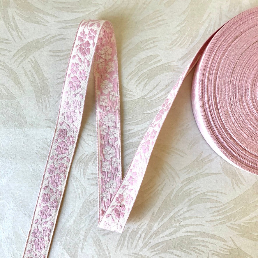 Floral Jacquard Cotton Ribbon - Vintage - Multiple Colorways