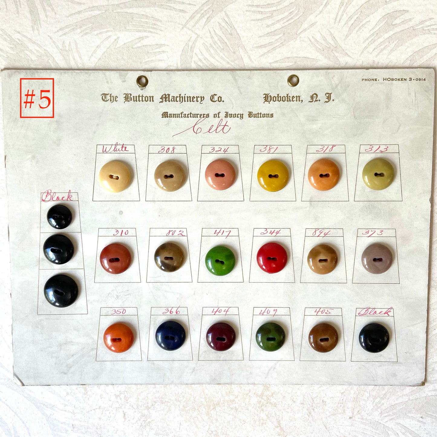 Button Salesman Sample Cards - The Button Machinery Co.