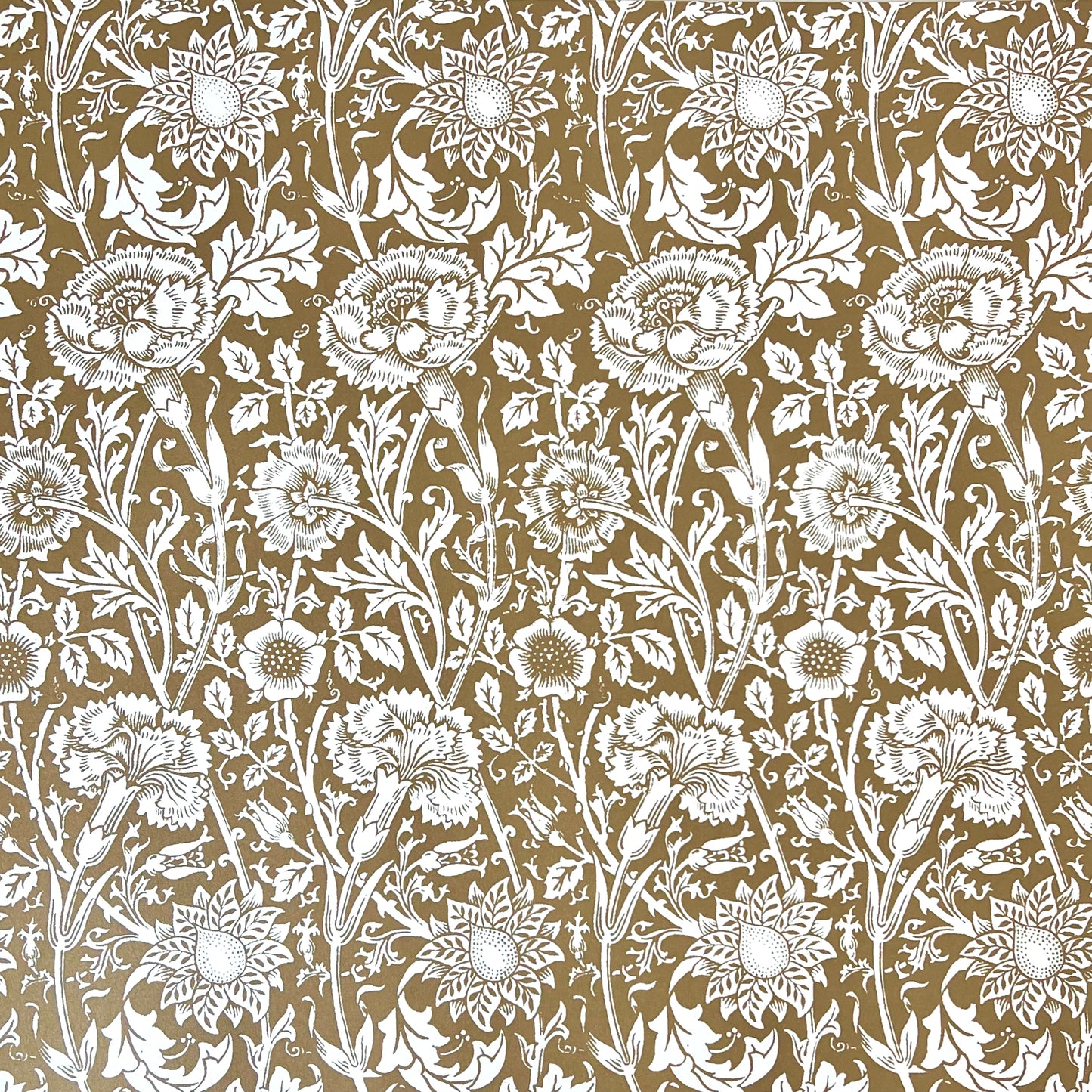 Gold Botanical Carnations Cardstock - Scrapbook Papers