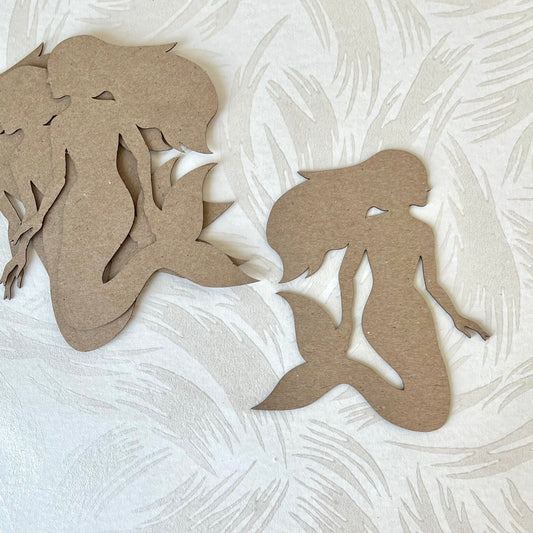 Die-Cut Chipboard Mermaid - 4 Pieces