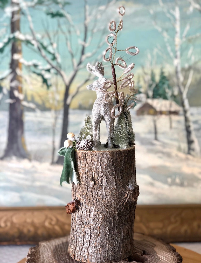 Tall Green Winter Woodland Scene