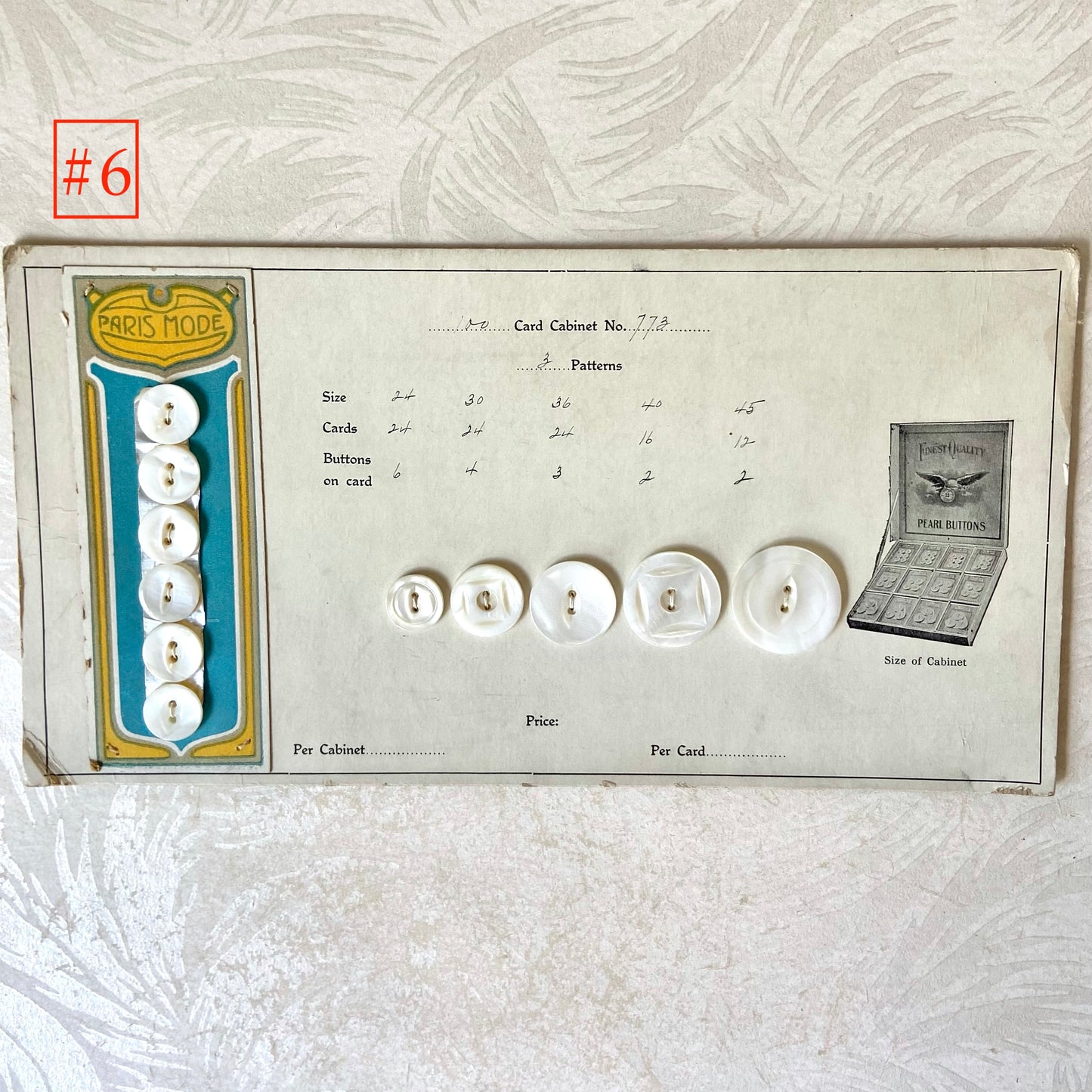 Mother of Pearl Button Salesman Sample Cards - Assorted