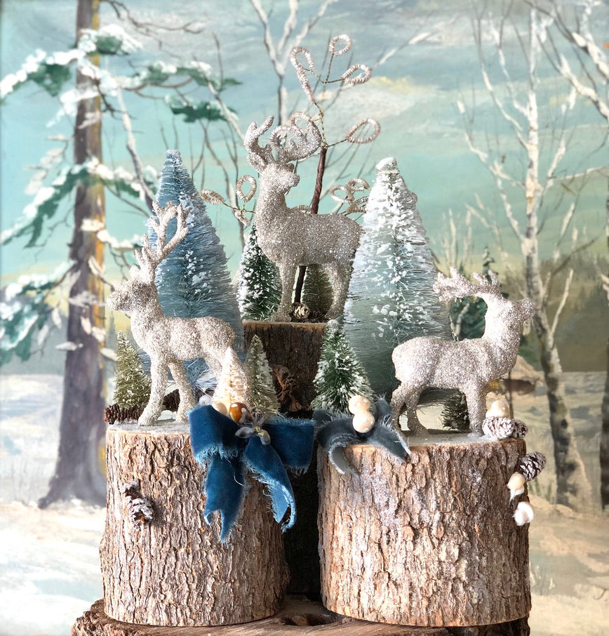 Tall Green Winter Woodland Scene