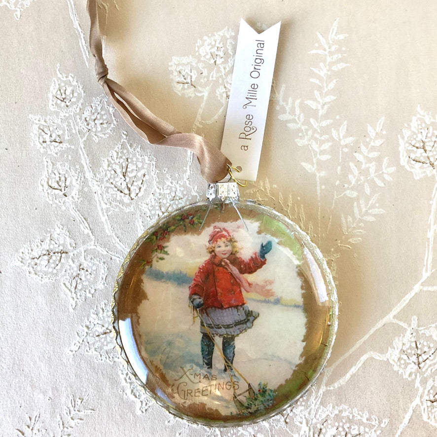 Vintage Scene Glass Ornaments