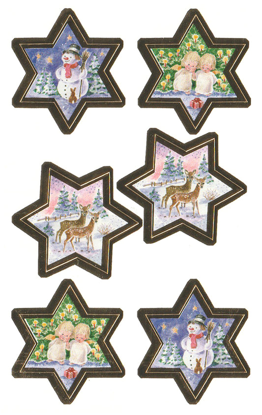 Christmas Scenes in Metallic Stars - Stickers