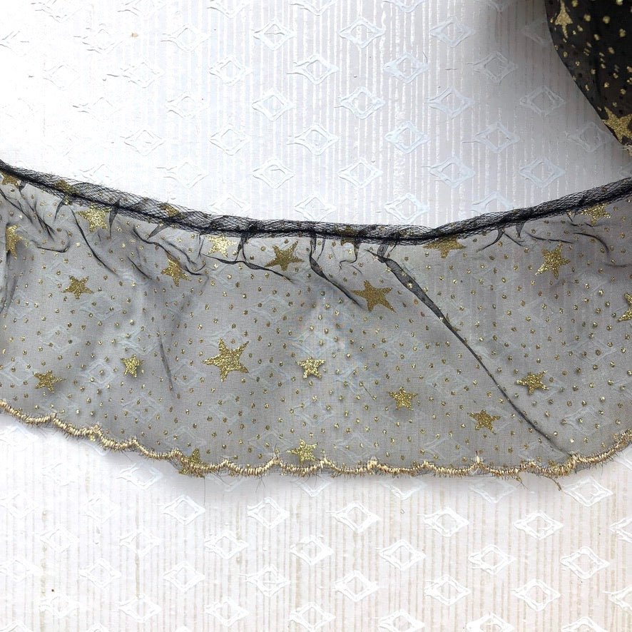 Sheer Black Ruffles With Stars - Vintage