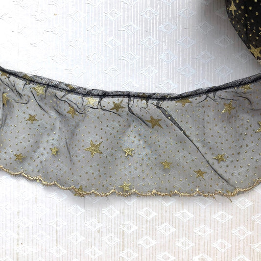Sheer Black Ruffles With Stars - Vintage
