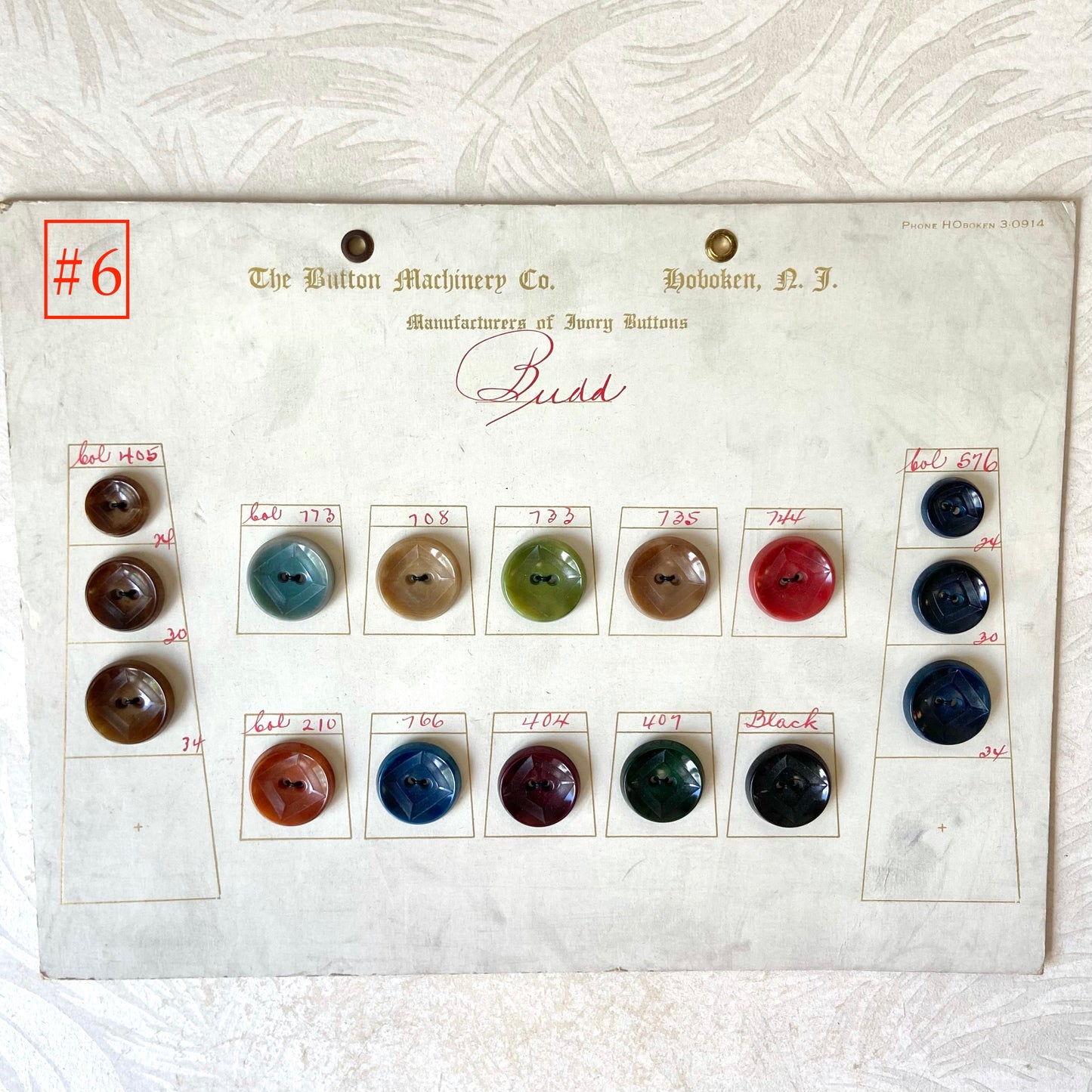 Button Salesman Sample Cards - The Button Machinery Co.