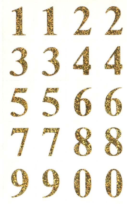 Gold Hologram Numbers - Stickers