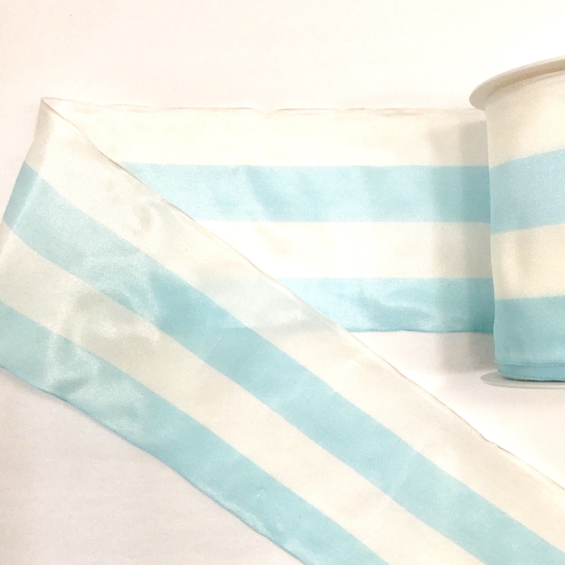 Baby Blue Taffeta-Edged Satin Ribbon - By the Yard