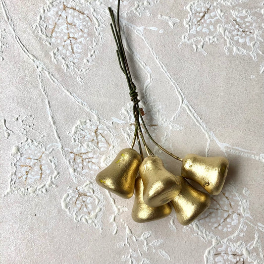 Gold Spun Cotton Bells on Wire