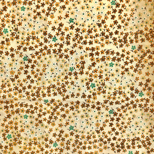 Pretty Brown Ditsy Print Cotton Fabric - Vintage