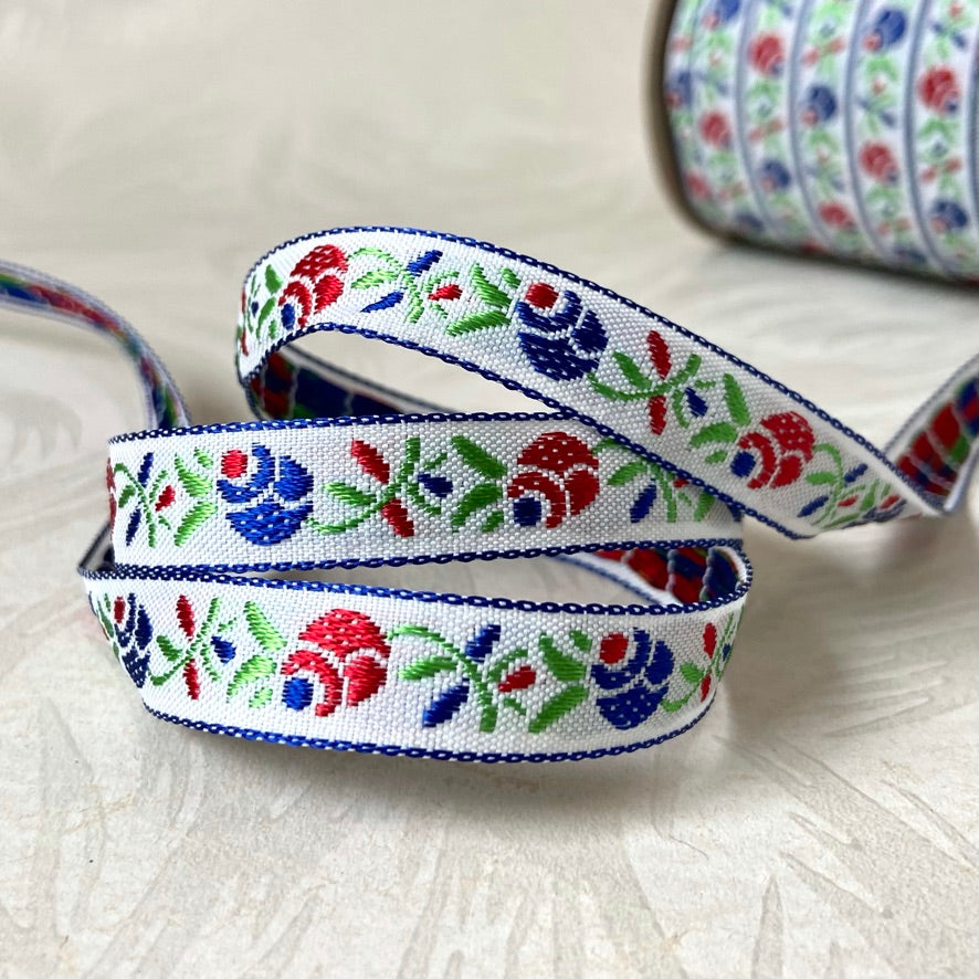 Narrow Rolled Rosebud Jacquard - Multiple Colorways