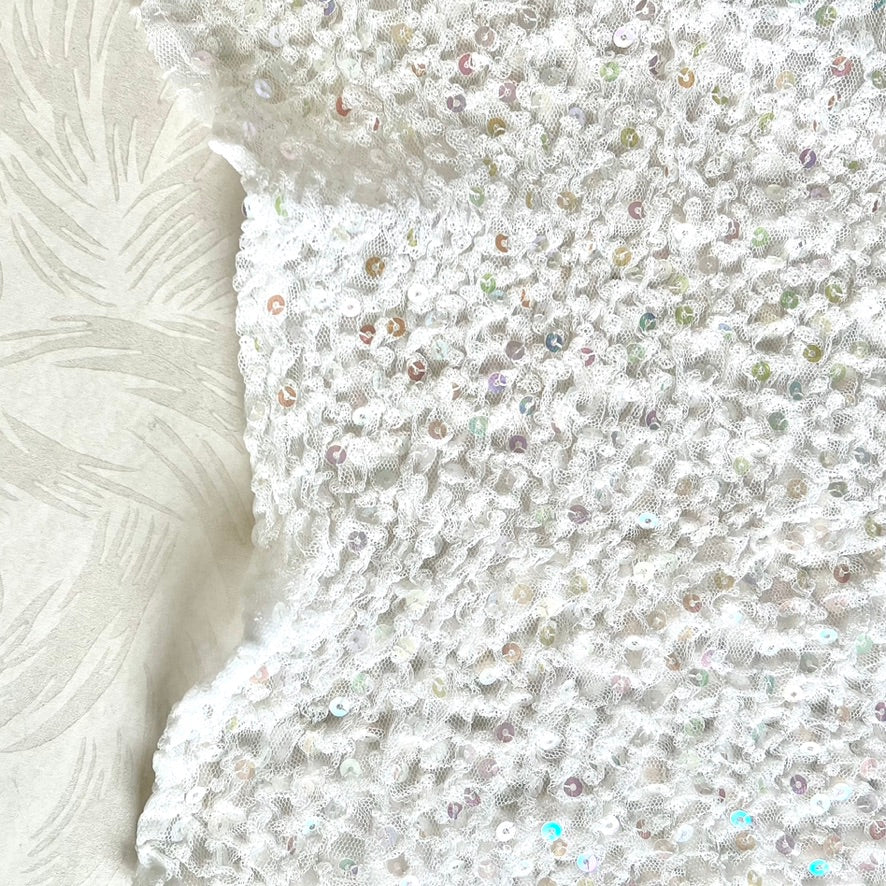Stretch Sequin Tulle Fabric - White or Black