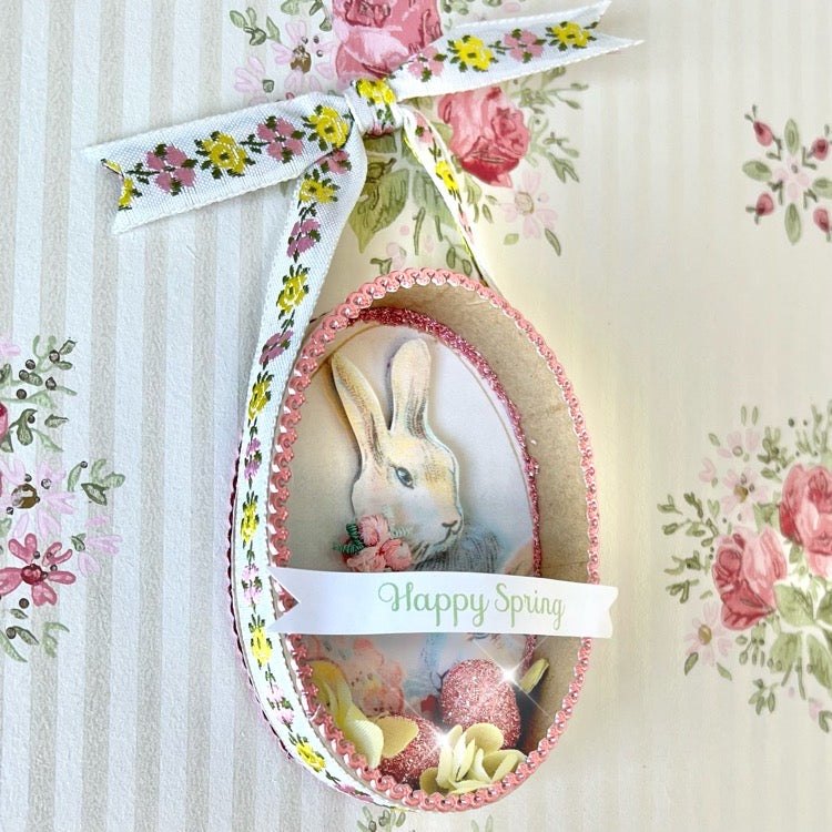 Oval Bunny Shadow Box Ornament Kit