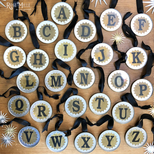 Rustic Brass & Glass Alphabet Ornaments