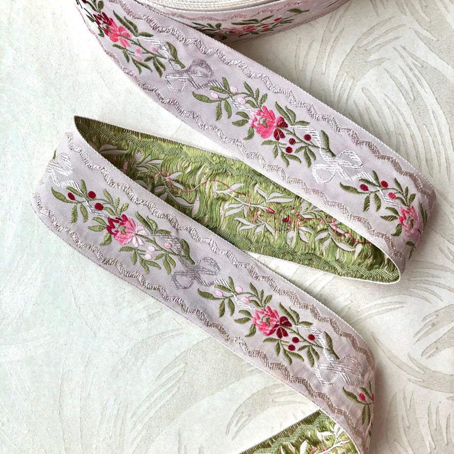 Berries & Bows Silk Jacquard Ribbon - Vintage