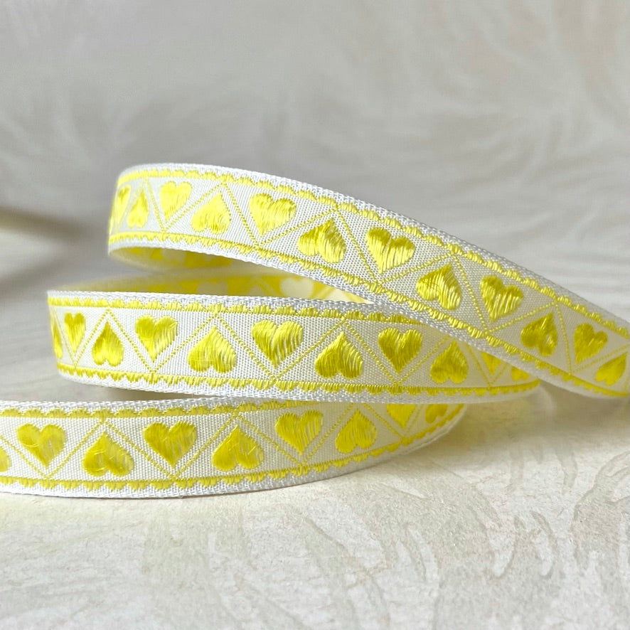 Narrow Embroidered Hearts Ribbon - Multiple Colorways