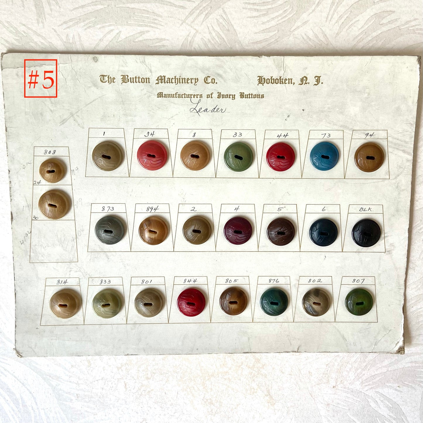Button Salesman Sample Cards - The Button Machinery Co.
