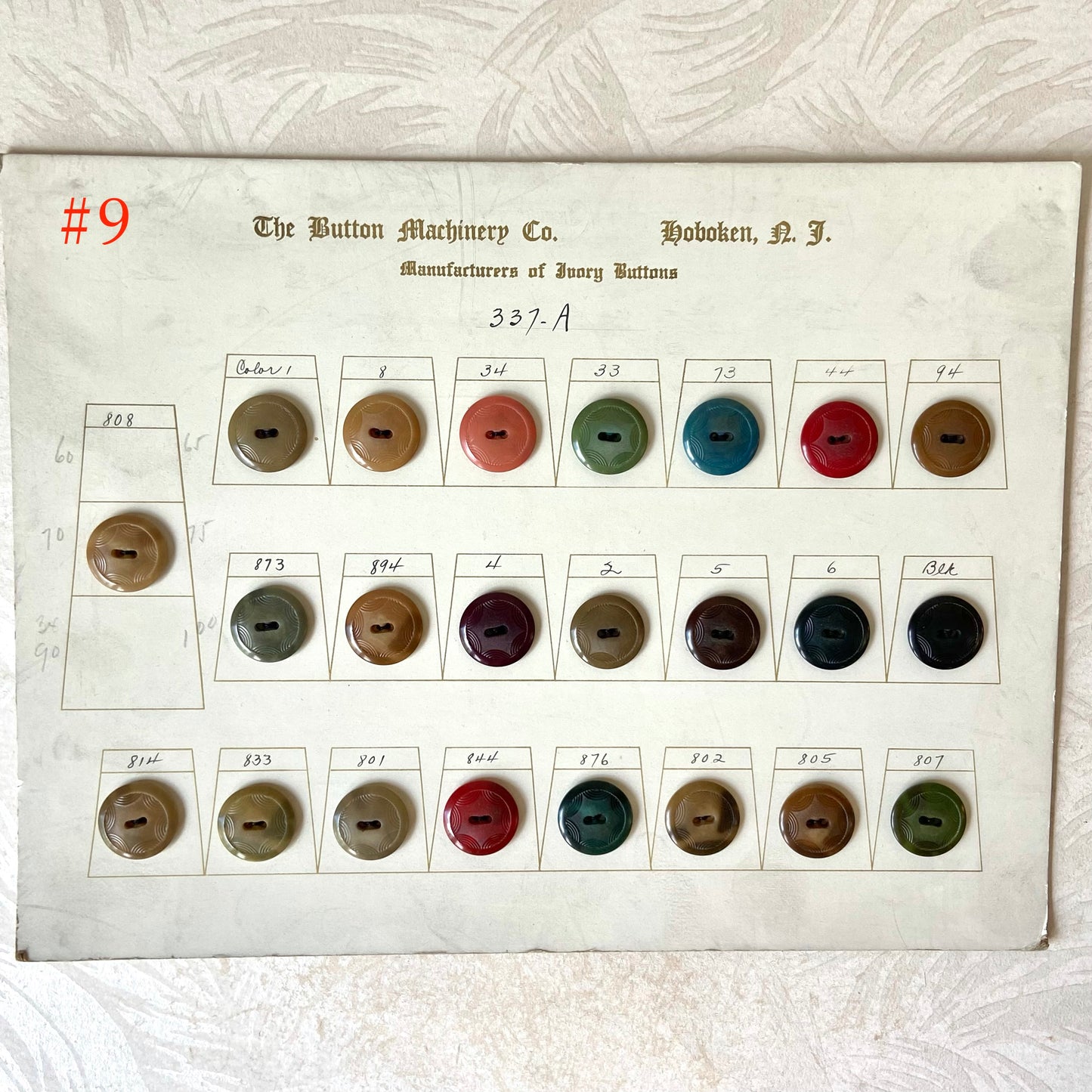 Button Salesman Sample Cards - The Button Machinery Co.