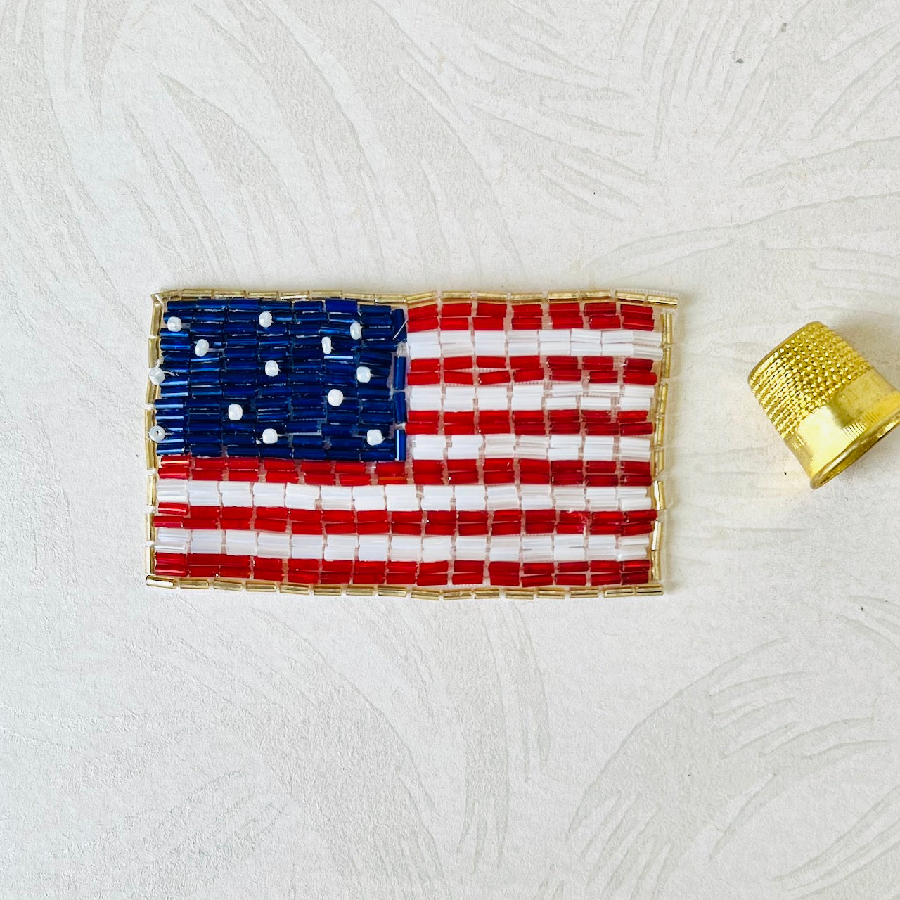 American Flag Patch - Vintage Glass Bugle Beads – Rose Mille