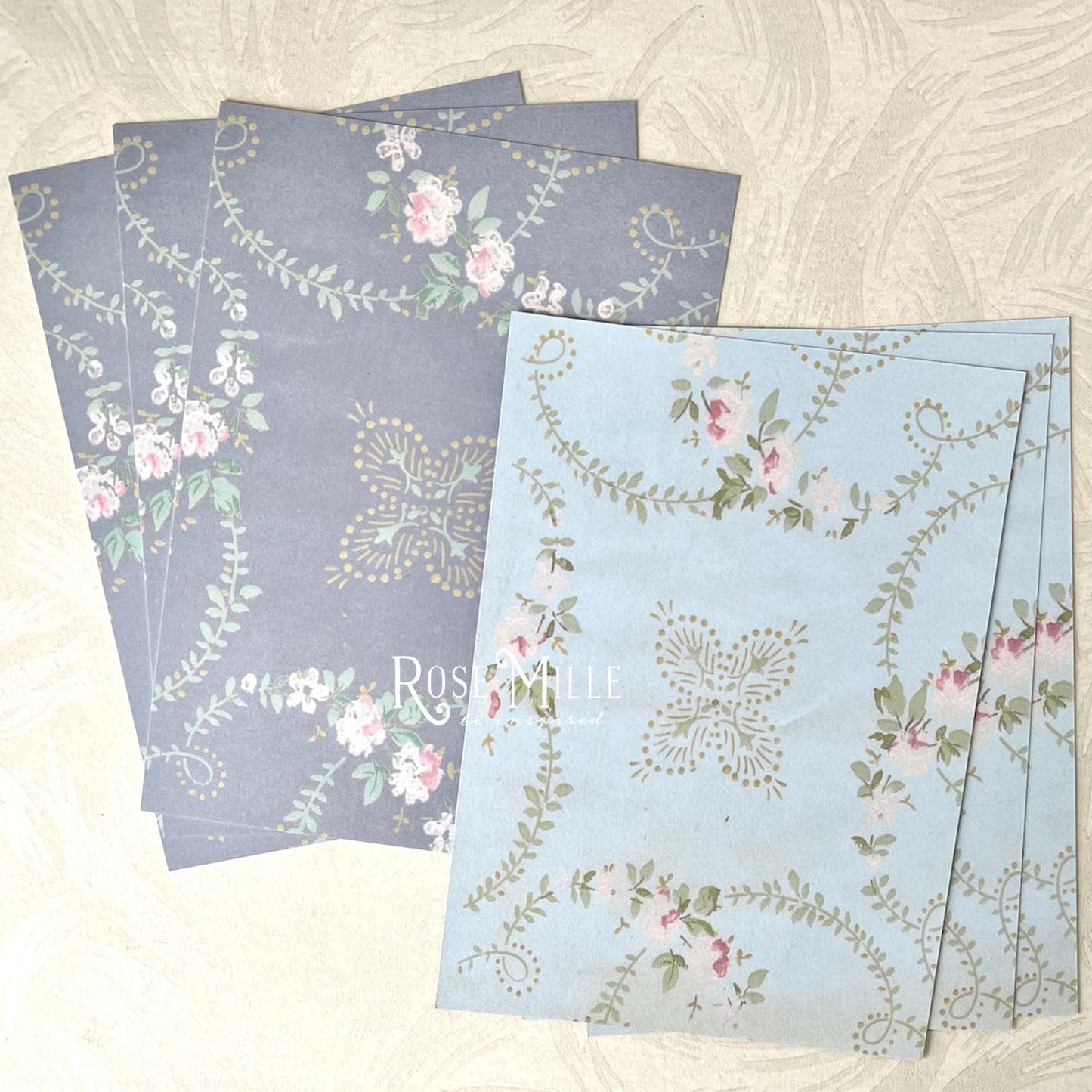 Sky Blue & Navy Rose Garland - 5 x 7 Layering Cards