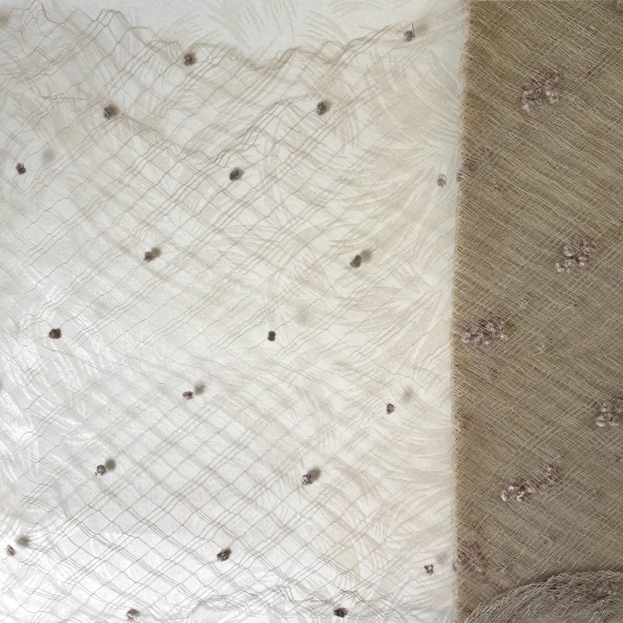 Fine Chenille Dot Taupe Vintage Silk Millinery Netting
