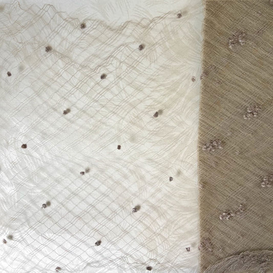 Fine Chenille Dot Taupe Vintage Silk Millinery Netting