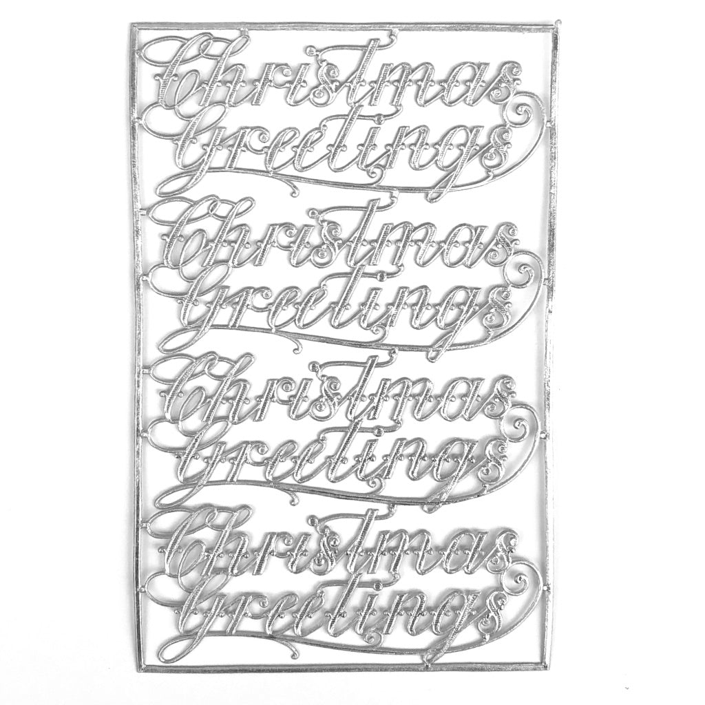Christmas Greetings - Dresden Die-Cut Phrase - 4 Piece