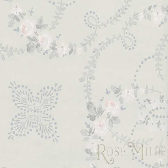 Rosebud Garland in Blue - Signature Vintage Scrapbook Papers