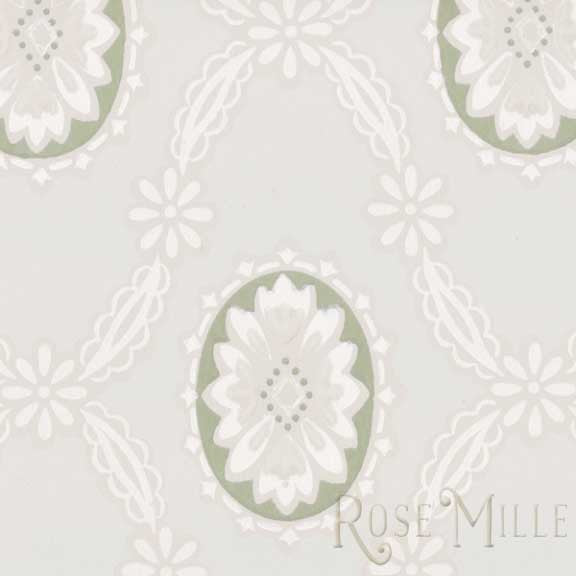 Floral Medallions in Green - Signature Vintage Scrapbook Papers