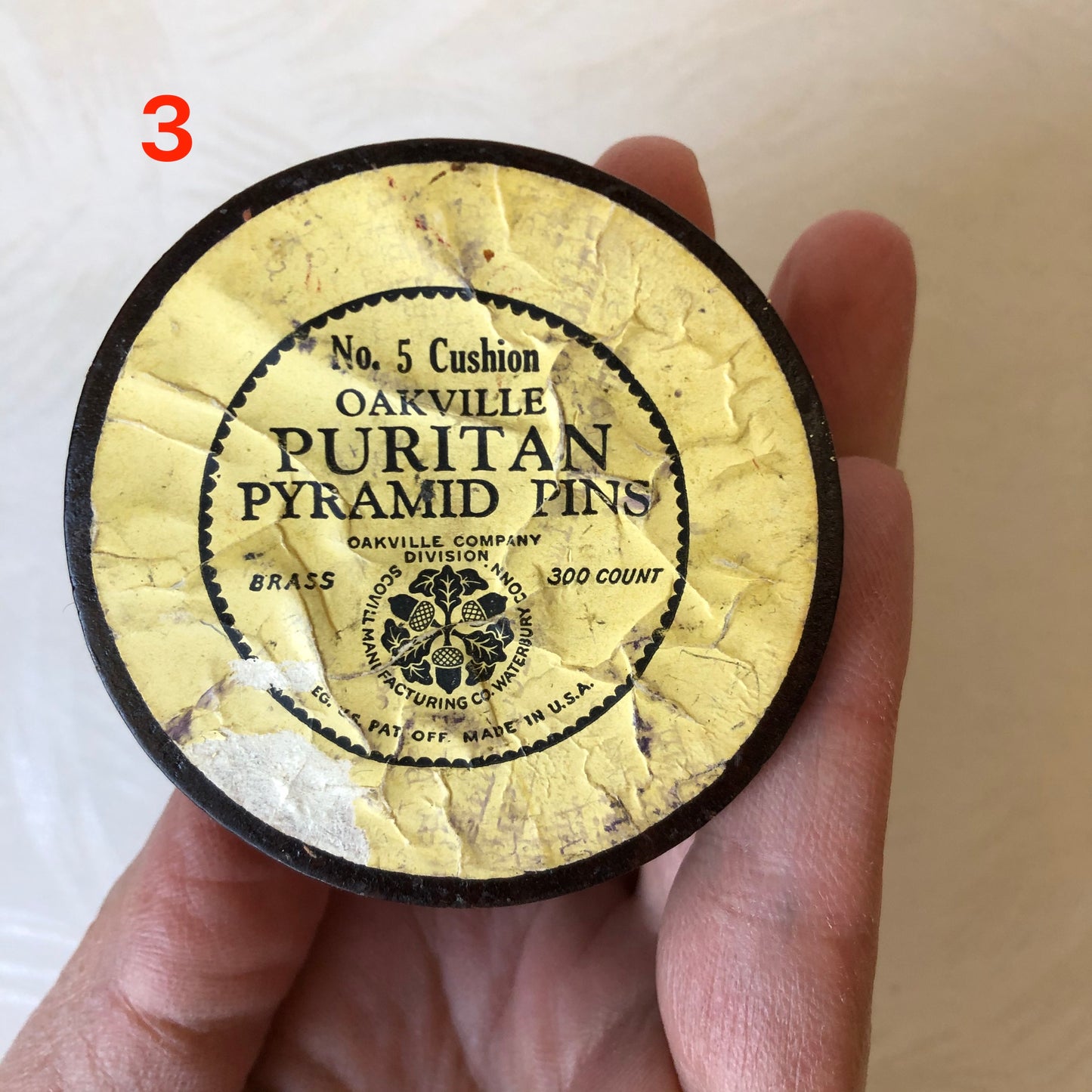 Puritan Pyramid Pins - Antique Wood & Velvet Pincushion