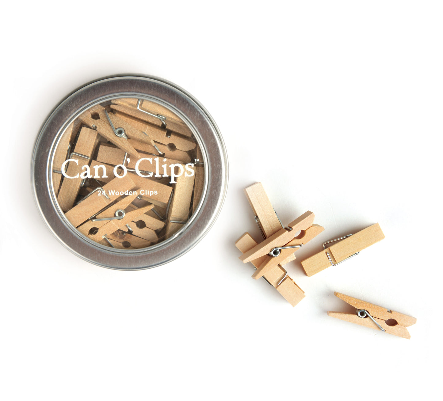 Mini Wooden Clips in Tin - 24